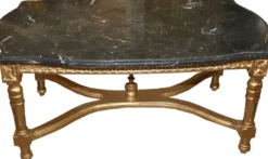 Casa Padrino Barock Antik Couchtisch Gold mit schwarzer Marmorplatte 96 x 58.5 cm - Limited Edition - Antik Look