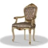 Casa Padrino Barock Armlehnen Esszimmerstuhl Creme Gold Silber