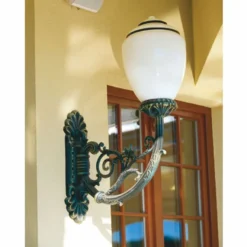 Casa Padrino Barock Außenwandleuchte Antik Grün / Weiß H. 89,5 cm - Barockstil Außenbeleuchtung