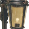 Casa Padrino Barock Außenwandleuchte Antik Schwarz / Bronze / Bernsteinfarben 30 x 35 x H. 69 cm - Nostalgische Balkon Garten Terrassen Außenleuchte - Nostalgische Außenleuchten