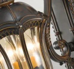Casa Padrino Barock Außenwandleuchte Braun / Bronze / Gold 24,1 x 35,6 x H. 57,8 cm - Elegante Balkon Garten Terrassen Außenleuchte - Außenbeleuchtung im Barockstil