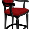 Casa Padrino Barock Barstuhl mit Armlehnen Bordeauxrot / Schwarz - Handgefertigter Antik Stil Barhocker - Barock Barmöbel