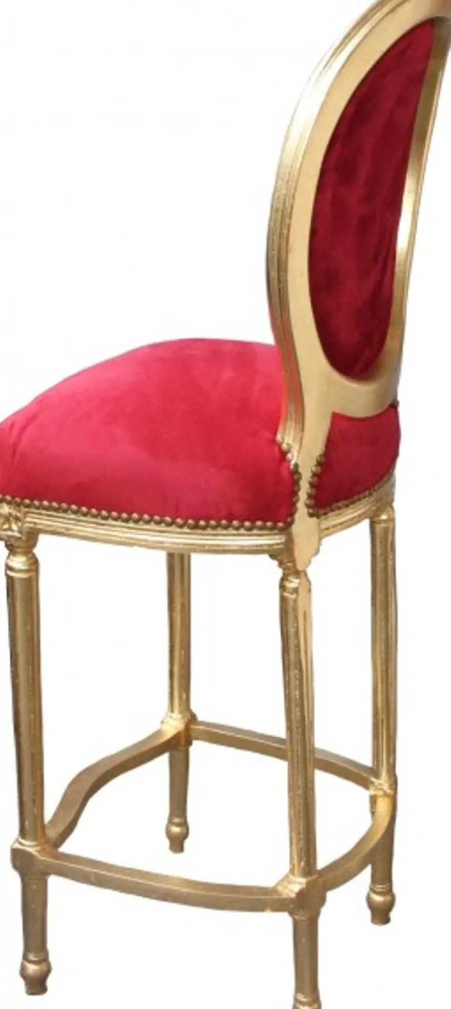 Casa Padrino Barock Bar Stuhl Bordeaux Rot / Gold - Hochstuhl Barstuhl Barhocker - Club Möbel