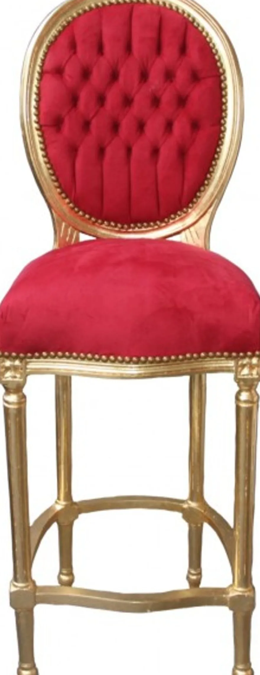 Casa Padrino Barock Bar Stuhl Bordeaux Rot / Gold - Hochstuhl Barstuhl Barhocker - Club Möbel