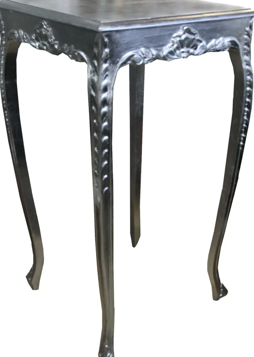 Casa Padrino Barock Bar Tisch Silber Höhe 112 cm, Breite 60 cm - Antik Möbel