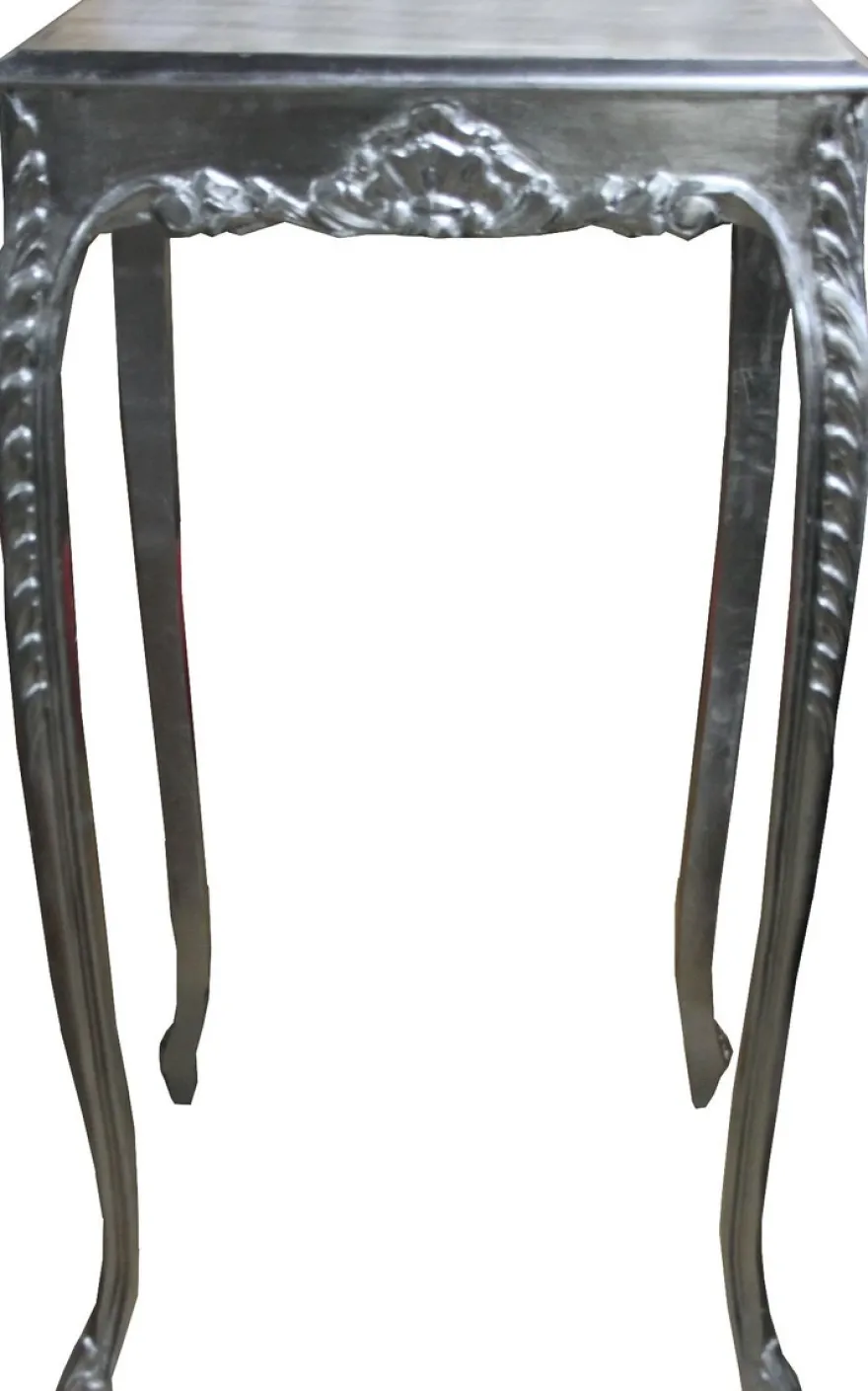 Casa Padrino Barock Bar Tisch Silber Höhe 112 cm, Breite 60 cm - Antik Möbel