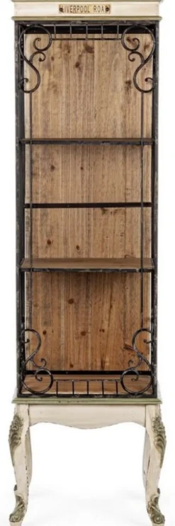 Casa Padrino Barock Bücherschrank Creme / Braun 46,2 x 33 x H. 159,5 cm - Barock Schrank - Barock Regalschrank - Barock Wohnzimmer Möbel - Barock Büro Möbel - Barock Einrichtung