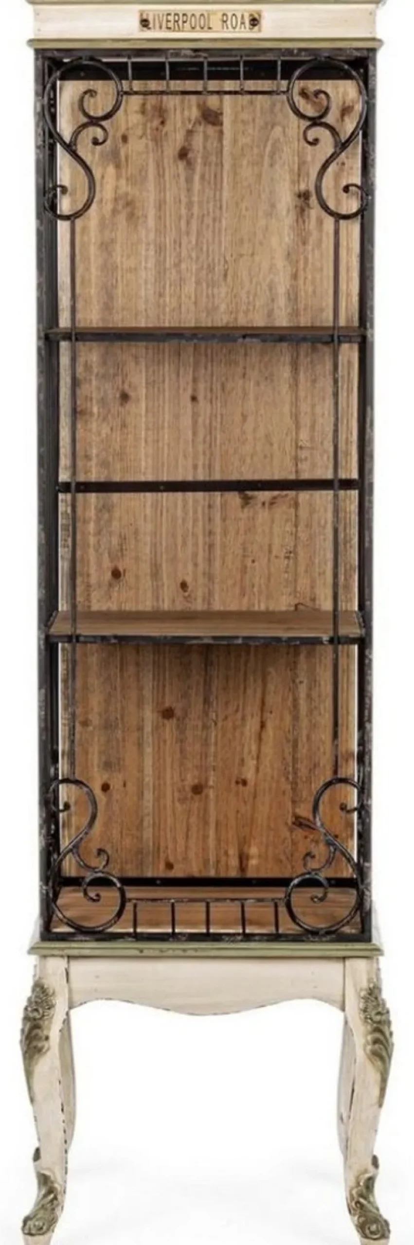 Casa Padrino Barock Bücherschrank Creme / Braun 46,2 x 33 x H. 159,5 cm - Barock Schrank - Barock Regalschrank - Barock Wohnzimmer Möbel - Barock Büro Möbel - Barock Einrichtung