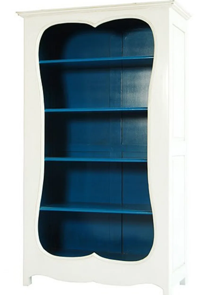 Casa Padrino Barock Bücherschrank Weiss / Blau, 110 x 45 x 185 cm, Massivholz Regal im Antik Stil
