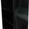 Casa Padrino Barock Bücherschrank Schwarz / Silber Hochglanz B 85 x H 190 cm - Massivholz Luxus Regal