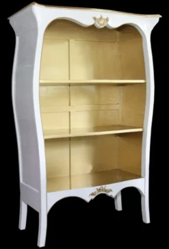 Casa Padrino Barock Bücherschrank im Antik Stil Weiß Hochglanz Gold 110 x 169 cm
