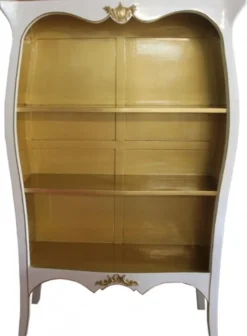 Casa Padrino Barock Bücherschrank im Antik Stil Weiß Hochglanz Gold 110 x 169 cm