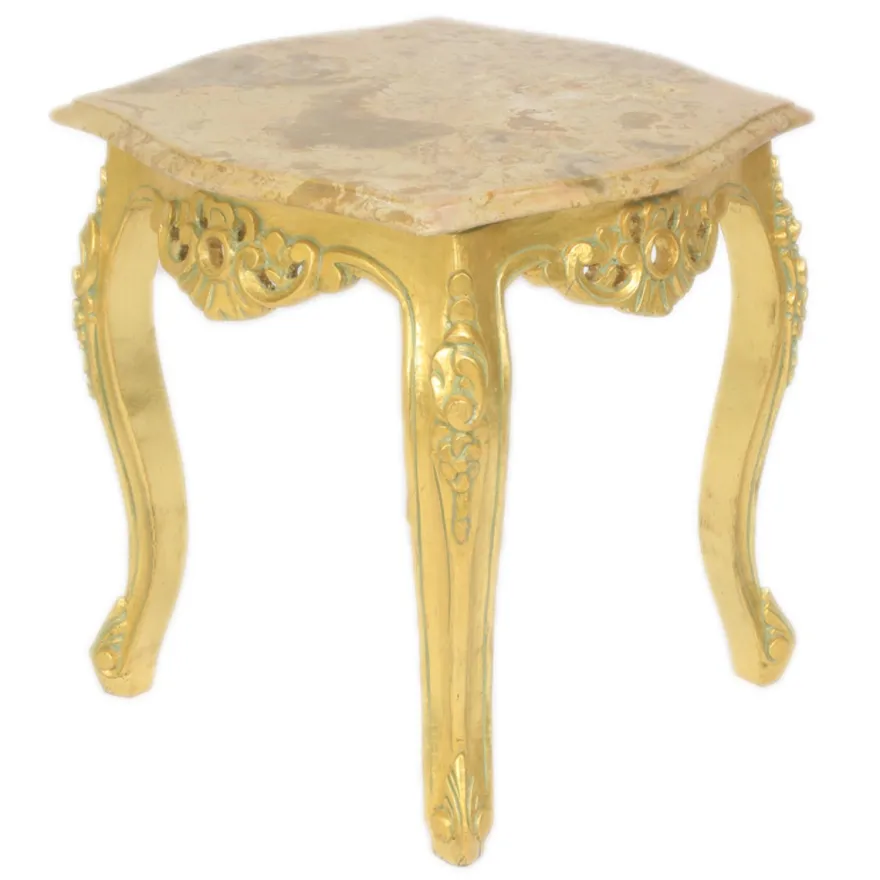 Casa Padrino Barock Beistelltisch Gold mit cremefarbener Marmorplatte 55 x 55 cm x H 55 cm