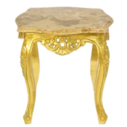 Casa Padrino Barock Beistelltisch Gold mit cremefarbener Marmorplatte 55 x 55 cm x H 55 cm