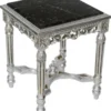 Casa Padrino Barock Beistelltisch Silber / Schwarz - Handgefertigter Massivholz Tisch mit Marmorplatte - Barock Wohnzimmer Möbel