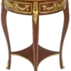Casa Padrino Barock Beistelltisch mit Marmorplatte Braun / Gold / Rot Ø 45 x H. 75 cm - Runder Tisch im Barockstil - Barock Möbel