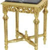 Casa Padrino Barock Beistelltisch Gold / Schwarz - Prunkvoller Massivholz Tisch mit Marmorplatte - Barock Wohnzimmer Möbel