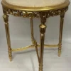 Casa Padrino Barock Beistelltisch Gold / Beige - 60 x H 70 cm Runder Antik Stil Massivholz Tisch mit Marmorplatte - Wohnzimmer Möbel im Barockstil - Antik Stil Möbel - Barock Möbel