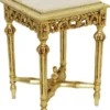 Casa Padrino Barock Beistelltisch Gold / Cremefarben - Prunkvoller Massivholz Tisch mit Marmorplatte - Barock Wohnzimmer Möbel