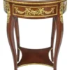 Casa Padrino Barock Beistelltisch mit Marmorplatte Braun / Gold / Creme Ø 45 x H. 75 cm - Runder Tisch im Barockstil - Barock Möbel
