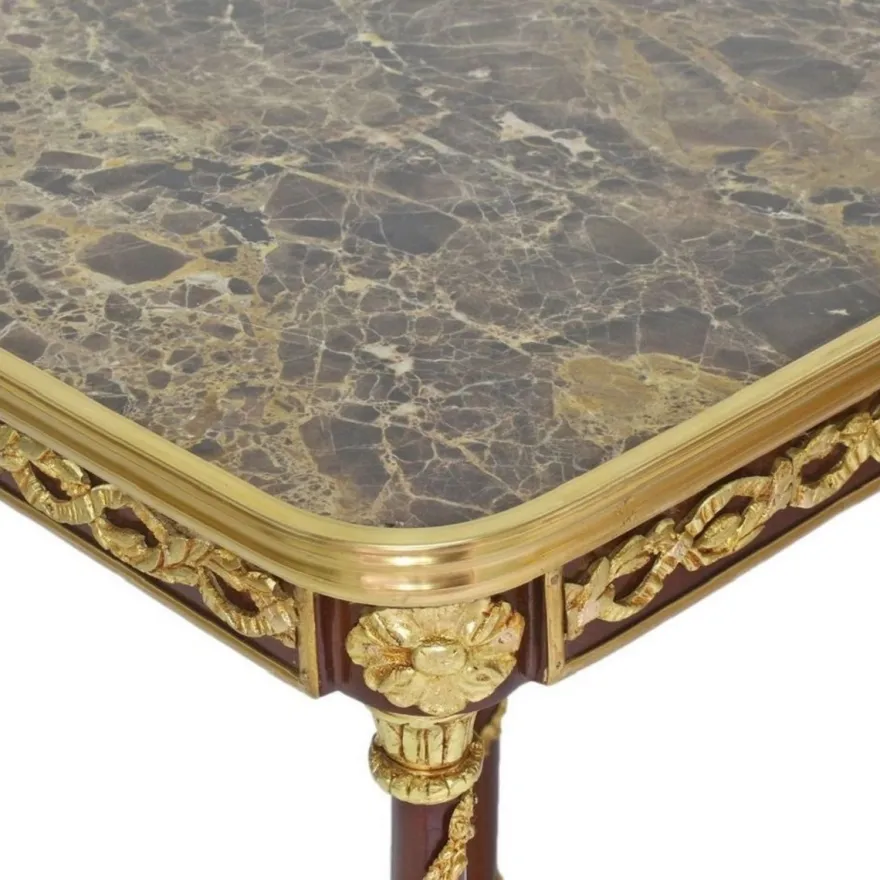 Casa Padrino Barock Beistelltisch Braun / Gold / Schwarz 45 x 45 x H. 78 cm - Handgefertigter Massivholz Tisch im Barockstil - Barock Wohnzimmer Möbel