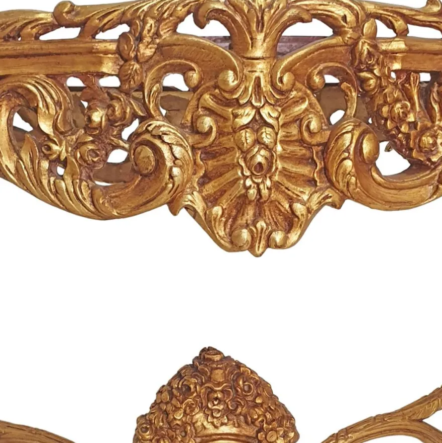 Casa Padrino Barock Beistelltisch Gold / Grau - Rechteckiger Antik Stil Tisch mit Marmorplatte - Wohnzimmer Möbel im Barockstil - Antik Stil Möbel - Barock Möbel