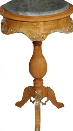 Casa Padrino Barock Beistelltisch Modell Mahagoni Hellbraun mit Marmorplatte 70 x 41 cm