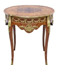 Casa Padrino Barock Beistelltisch Mahagoni Intarsien / Gold H78 x 76 cm - Ludwig XVI Antik Stil Tisch - Möbel