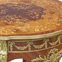 Casa Padrino Barock Beistelltisch Mahagoni Intarsien / Gold H78 x 76 cm - Ludwig XVI Antik Stil Tisch - Möbel