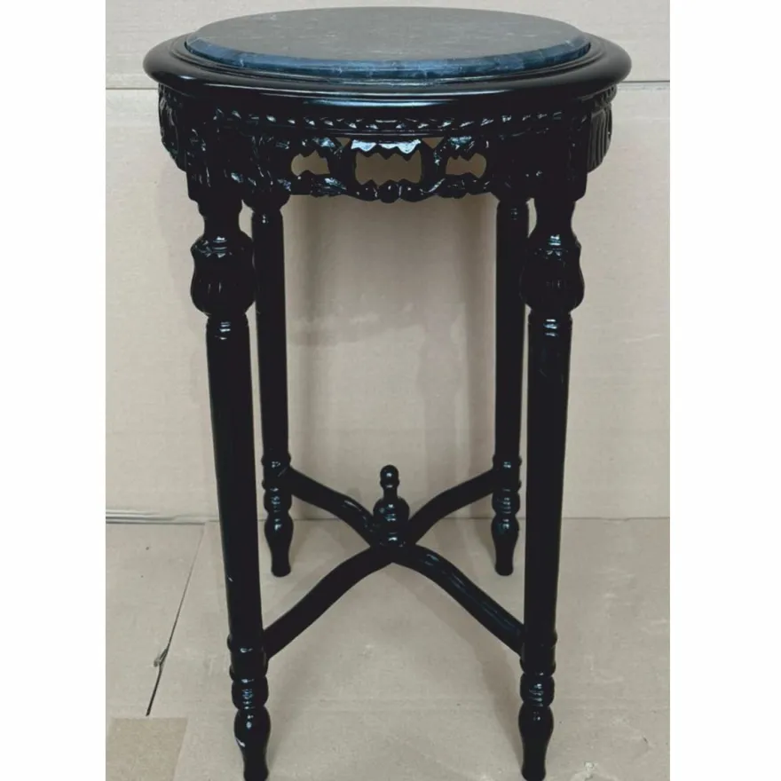 Casa Padrino Barock Beistelltisch Schwarz Ø 45 x H. 72 cm - Barock Möbel