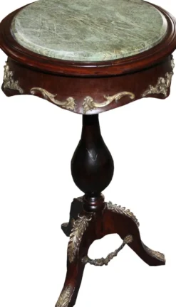 Casa Padrino Barock Beistelltisch Modell Mahagoni Dunkelbraun mit Marmorplatte 68 x 41 cm