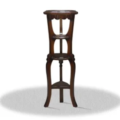 Casa Padrino Barock Beistelltisch, edler Säulentisch aus Massivholz, dunkelbraun, 35 x 35 x H. 110 cm