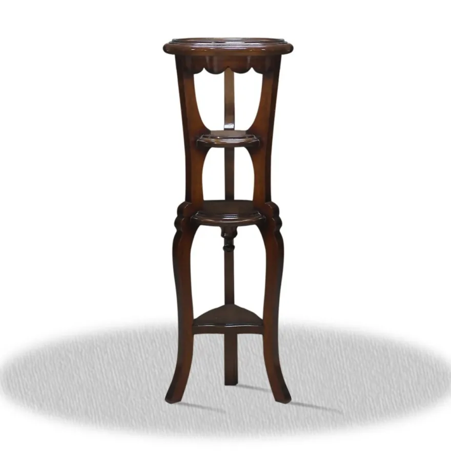 Casa Padrino Barock Beistelltisch, edler Säulentisch aus Massivholz, dunkelbraun, 35 x 35 x H. 110 cm