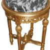 Casa Padrino Barock Beistelltisch Rund Gold 53 x 38 cm Antik Stil - Exklusiver Beistelltisch aus Holz und Marmor