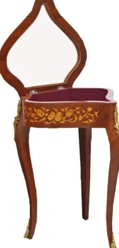 Casa Padrino Barock Beistelltisch Mahagoni Intarsien / Gold H75 x 55 cm - Ludwig XVI Antik Stil Tisch - Möbel