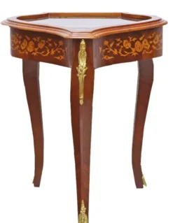 Casa Padrino Barock Beistelltisch Mahagoni Intarsien / Gold H75 x 55 cm - Ludwig XVI Antik Stil Tisch - Möbel
