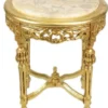 Casa Padrino Barock Beistelltisch mit cremefarbener Marmorplatte Rund Gold 50 x 45 cm Antik Stil