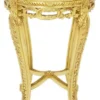 Casa Padrino Barock Beistelltisch mit Marmorplatte Gold / Creme Ø 40 x H. 60 cm - Runder Antik Stil Tisch - Barock Wohnzimmer Möbel