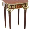 Casa Padrino Barock Beistelltisch Mahagoni Intarsien / Gold H75 x 50 cm - Ludwig XVI Antik Stil Tisch - Möbel