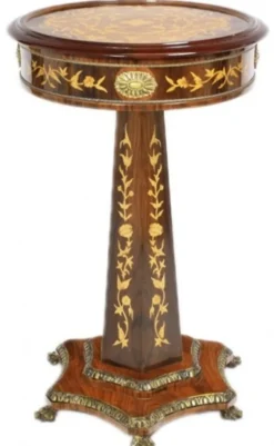 Casa Padrino Barock Beistelltisch Mahagoni Intarsien H110 x 55 cm - Ludwig XVI Antik Stil Tisch