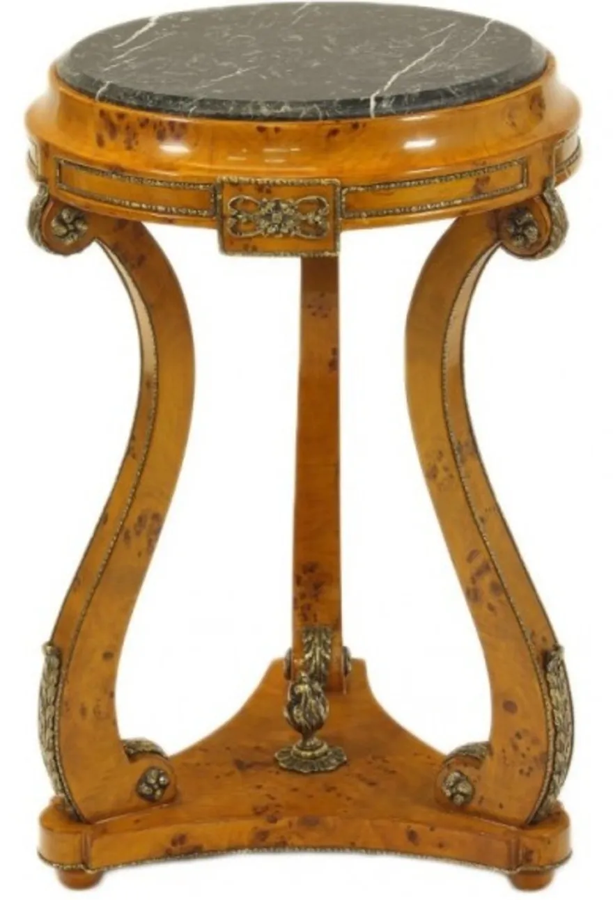 Casa Padrino Barock Beistelltisch Vogelaugen Ahorn H70 x 45cm - Ludwig XVI Antik Stil Tisch - Holz Metall