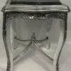 Casa Padrino Barock Beistelltisch Silber / Schwarz - Handgefertigter Antik Stil Massivholz Tisch mit Marmorplatte - Wohnzimmer Möbel im Barockstil - Antik Stil Möbel - Barock Möbel