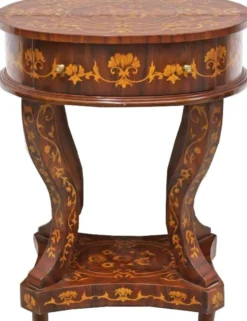 Casa Padrino Barock Beistelltisch mit Schubladen Braun Intarsien 60 x 50 x H75 cm - Antik Stil Beistell Tisch