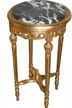 Casa Padrino Barock Beistelltisch Rund Gold im Antik Stil 73 x 38 cm - Handgefertigter Luxus Tisch