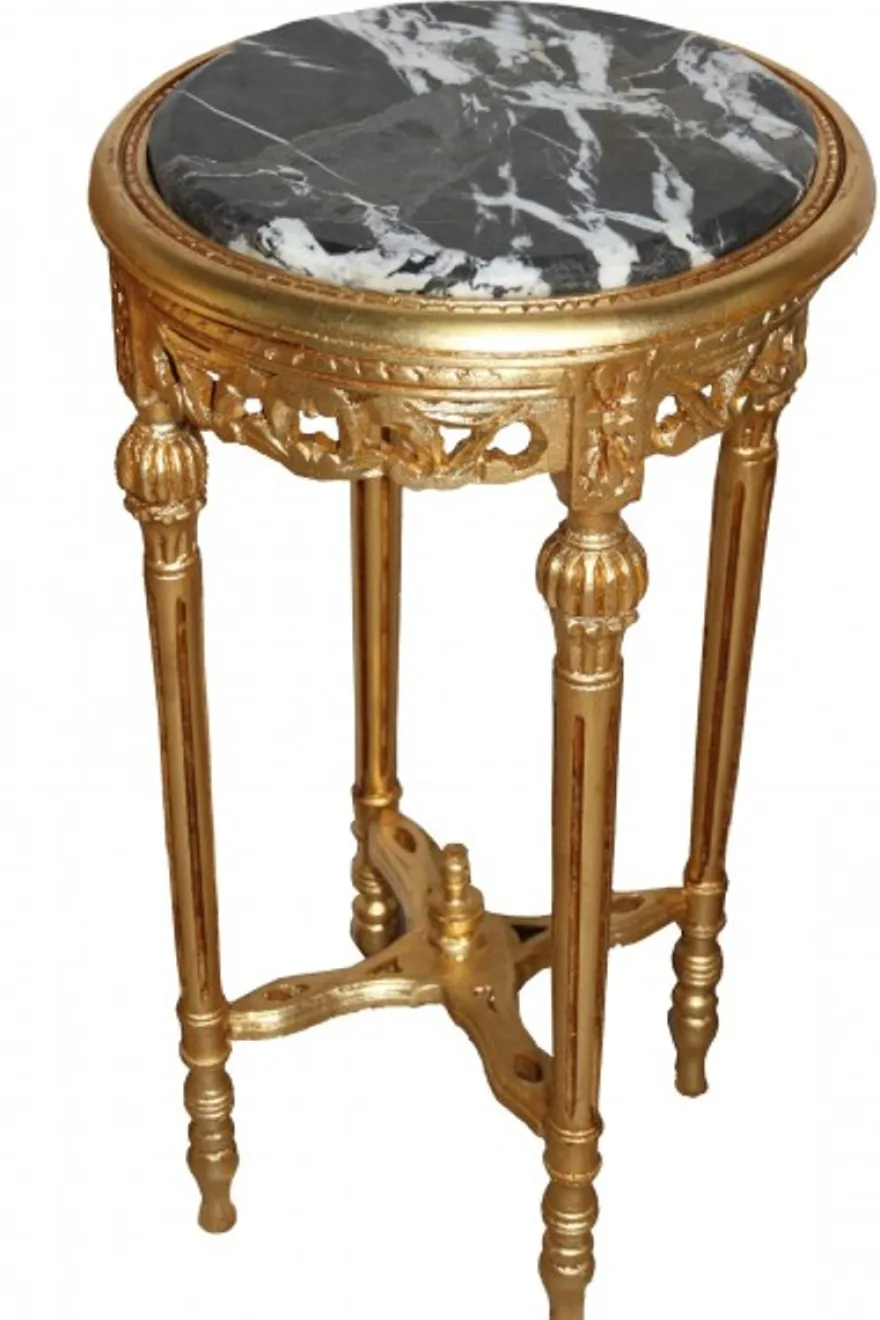 Casa Padrino Barock Beistelltisch Rund Gold im Antik Stil 73 x 38 cm - Handgefertigter Luxus Tisch