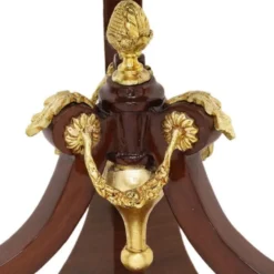 Casa Padrino Barock Beistelltisch Braun / Gold / Rot Ø 55 x H. 78 cm - Runder Massivholz Tisch im Barockstil - Barock Wohnzimmer Möbel