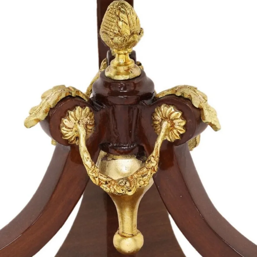 Casa Padrino Barock Beistelltisch Braun / Gold / Rot Ø 55 x H. 78 cm - Runder Massivholz Tisch im Barockstil - Barock Wohnzimmer Möbel