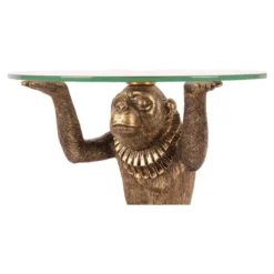 Casa Padrino Barock Beistelltisch Affe mit Glasplatte H. 26,5 cm - Barock Deko Möbel