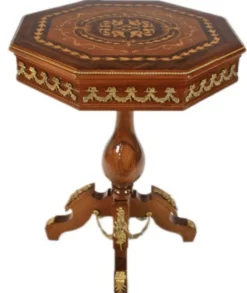 Casa Padrino Barock Beistelltisch Mahagoni Intarsien H75 x 65cm - Ludwig XVI Antik Stil Tisch - Möbel