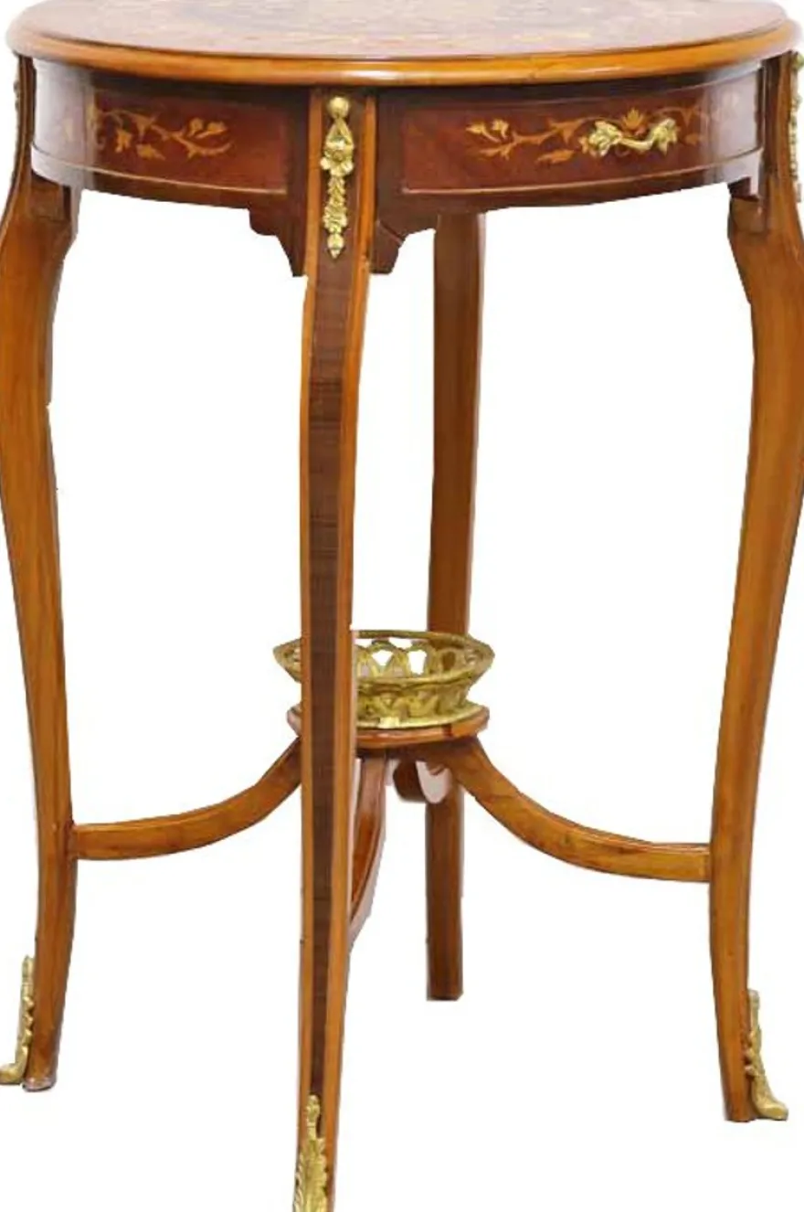 Casa Padrino Barock Beistelltisch mit Schubladen Mahagoni Intarsien 60 x 76 cm - Antik Stil Beistelltisch